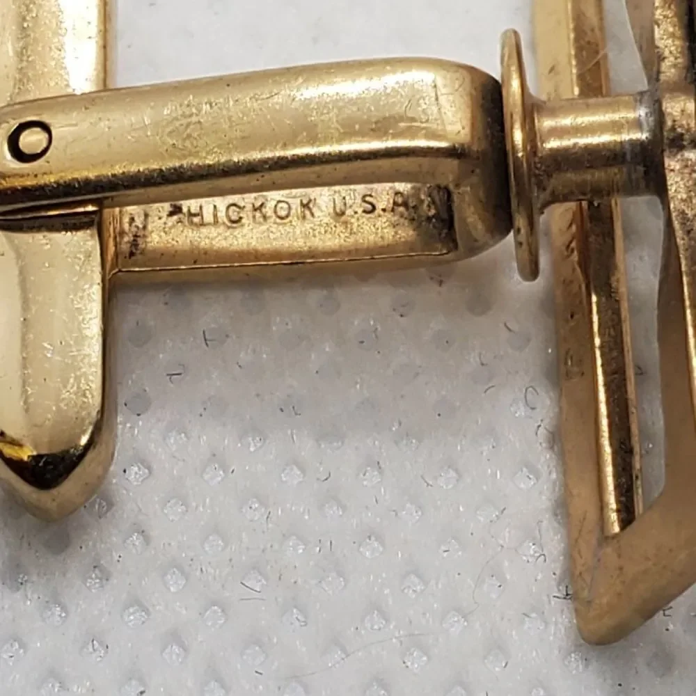 Vintage Hickock USA Gold Colored Cuff Links